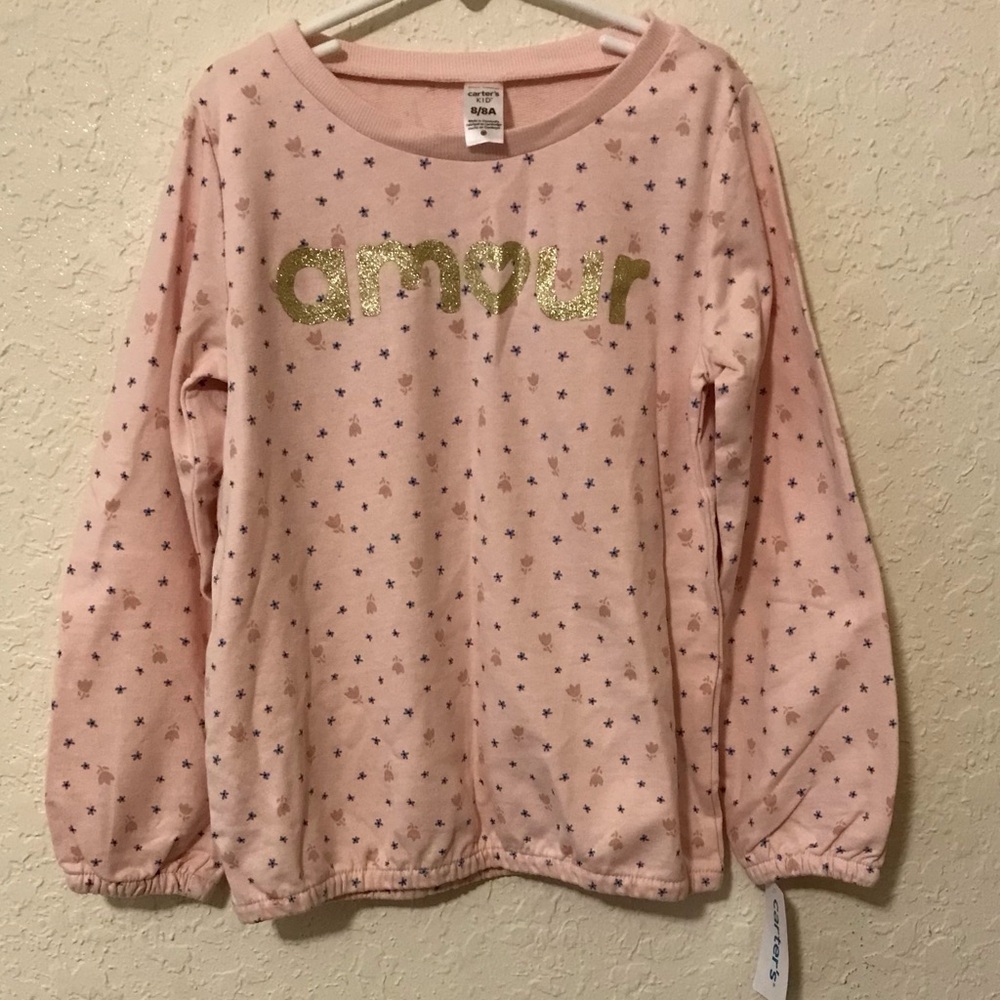 NEW - Carters Girls Pink & Gold Long Sleeved Shirt